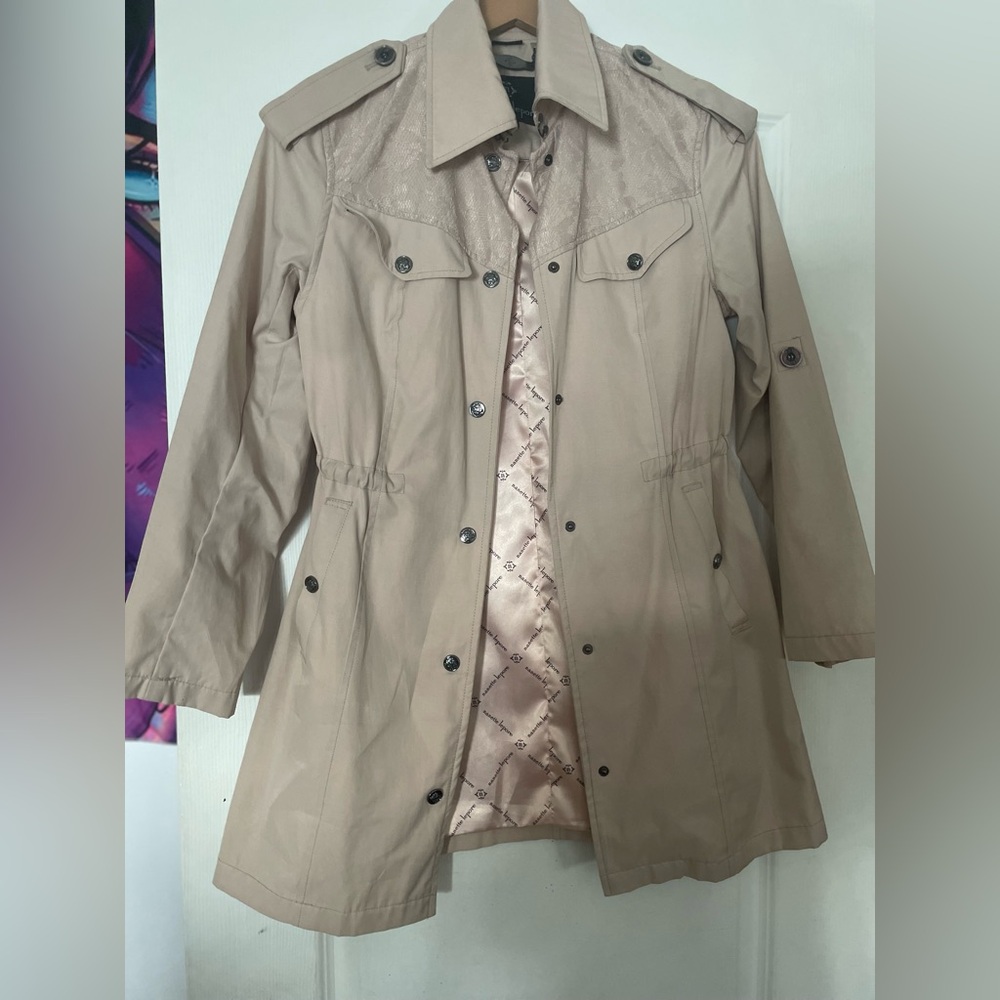 Nanette Lepore Beige Trench Coat with Button Accents